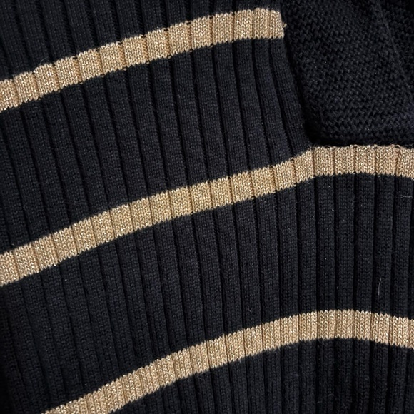 Ralph Lauren Men's Black and Tan Striped Sweater - Picture 2 of 4
